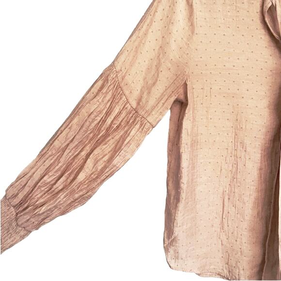 Zara Swiss Dot Tie Front Pink Blouse Women’s Small Cottagecore Sheer Romantic - Picture 5 of 15